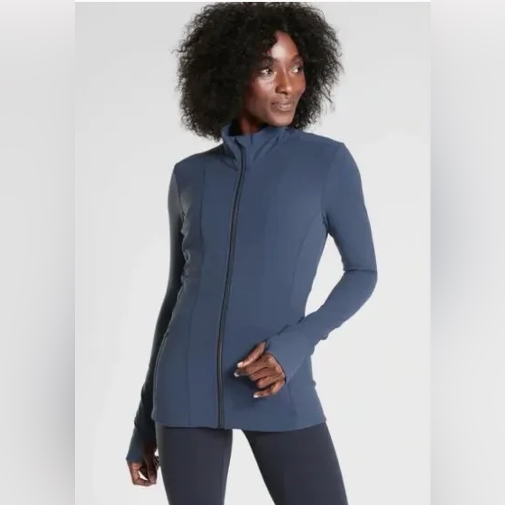 Athleta Shanti Salutation Powervita Jacket Steel Blue Size M